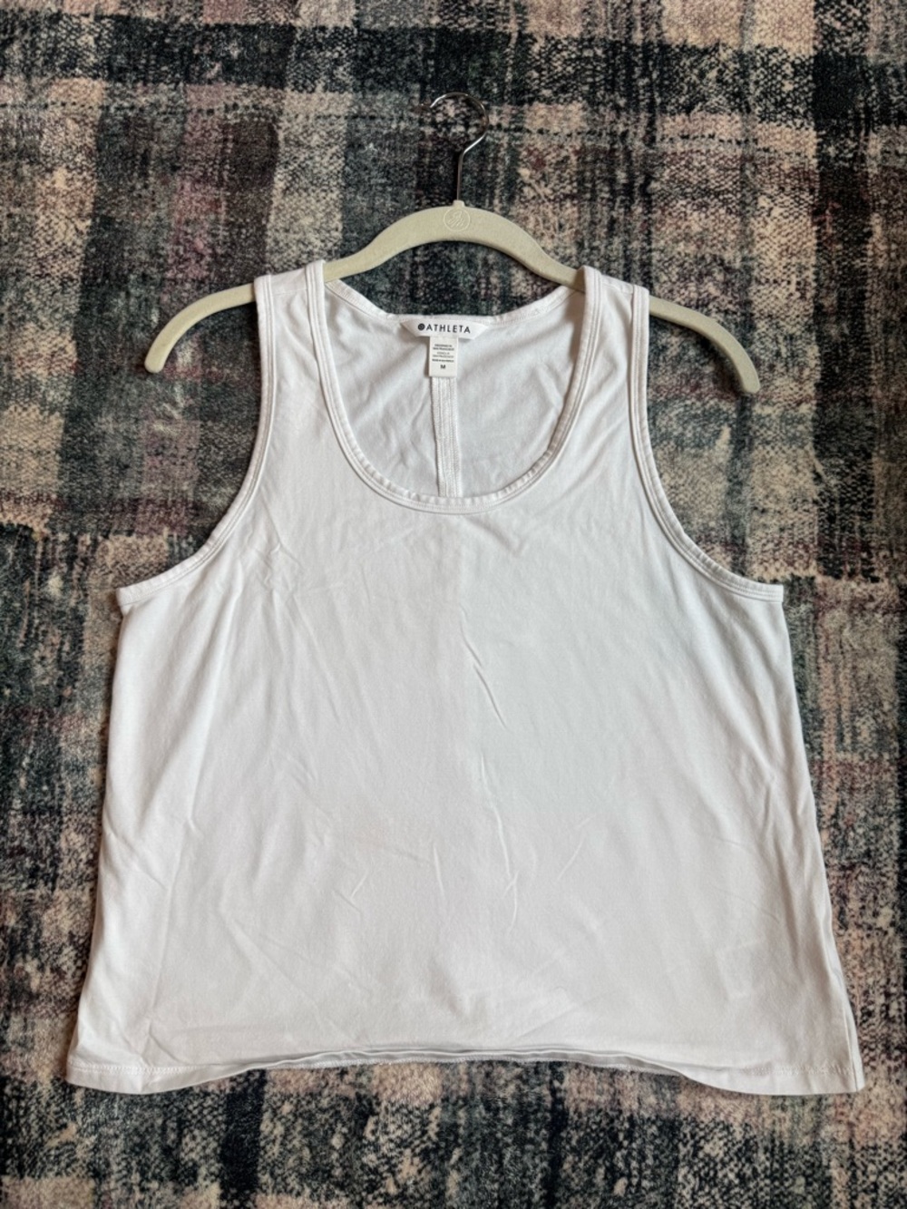 Athleta White Scoop Neck Cotton Tank